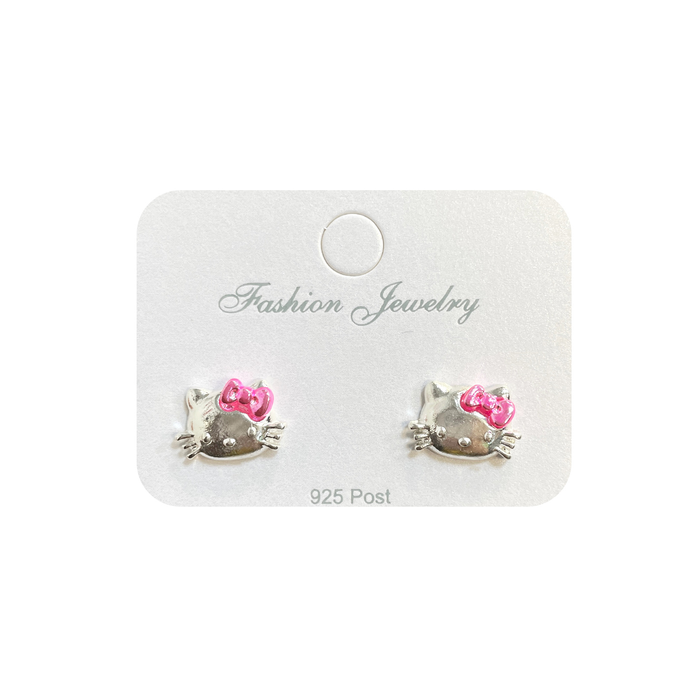 Cute Y2K cute cat bow stud earrings for girls, 925 silver needle, niche design sense, pink sweet student earrings Item Picture