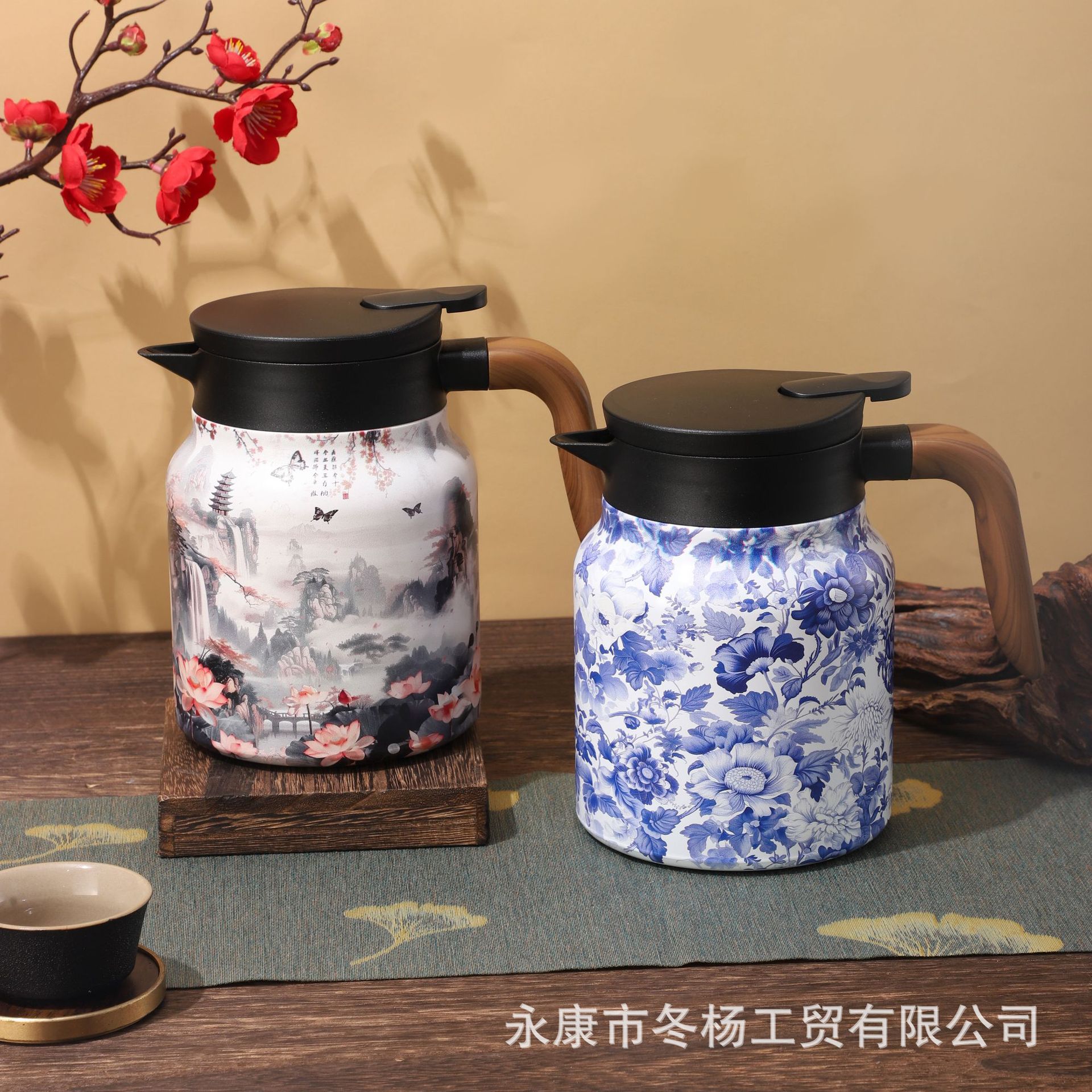 National trend 316 stainless steel stewed teapot with wood grain handle, custom-made portable coffee pot for home use of aged white tea full figure