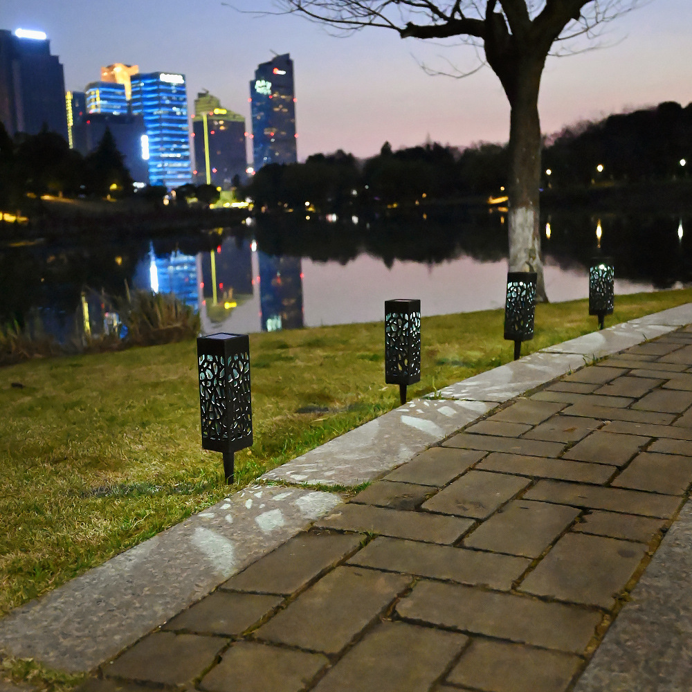 Outdoor waterproof solar lamp, beautiful hollowed-out ultra-low lamp, creative warm light LED light-controlled sensor lawn and courtyard lamp Specification drawing