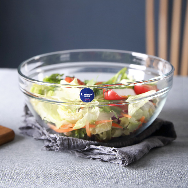 Lemeiya household stackable salad bowls, tempered transparent glass bowls, fruit bowls, heat-resistant and shock-resistant, suitable for microwave ovens details Picture