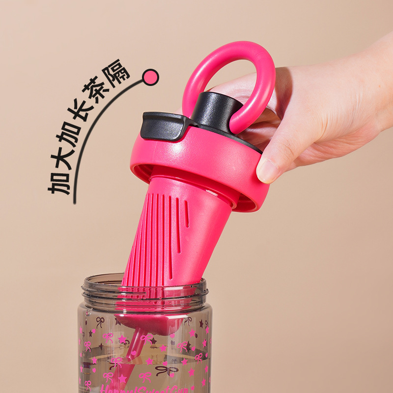 High appearance level, new and convenient tea-water separation cup, straw cup, female flower tea, plastic sports water cup, large capacity Specification drawing