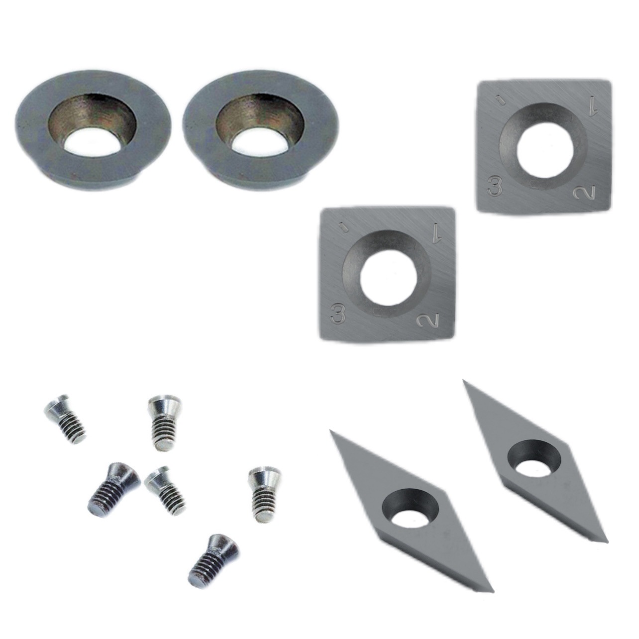 Foreign trade set of disposable woodworking blades, hard alloy tungsten steel round knives, square knives, rhombic knives, spiral knives Specification drawing
