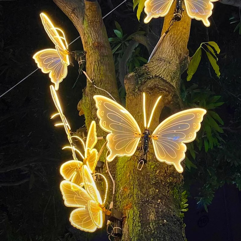 led Chinese-style butterfly lights, outdoor waterproof colored lights, night scene atmosphere lights, decorative hanging tree lights, illuminated butterfly landscape lights Specification drawing