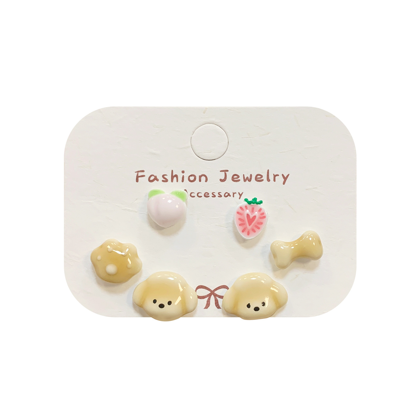 Cute cartoon candy-colored jelly oil-dripping cat and dog earrings, silver needles for girls, delicate, fresh and sweet student earrings Item Picture