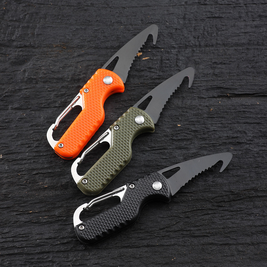 Cross-border express box opener, multi-functional outdoor portable knife, hook, serrated survival tool, folding box opener Specification drawing