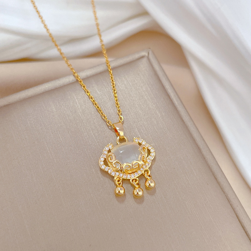 【 Titanium Steel 】 Longevity Lock Auspicious Cloud Ruyi Light Luxury Design Versatile Korean-style Instagram Niche Design Live-streaming necklace Specification drawing
