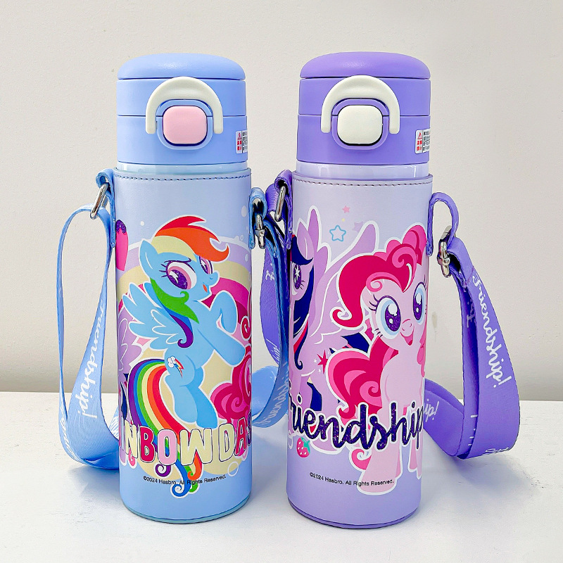 My Little Pony leather case double-drinking insulated cup, portable, double-drinking, high appearance level, cute, lockable and pop-up lid drinking cup full figure