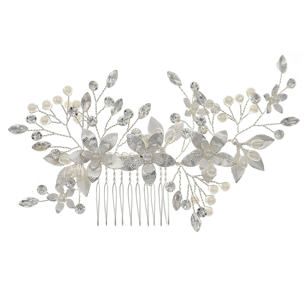 New Chinese-style bride's hair accessories, handcrafted combs, wedding gowns, retro evening gowns, beautiful floral rhinestones, flower-patterned and flower-patterned dresses, hair combs Item Picture