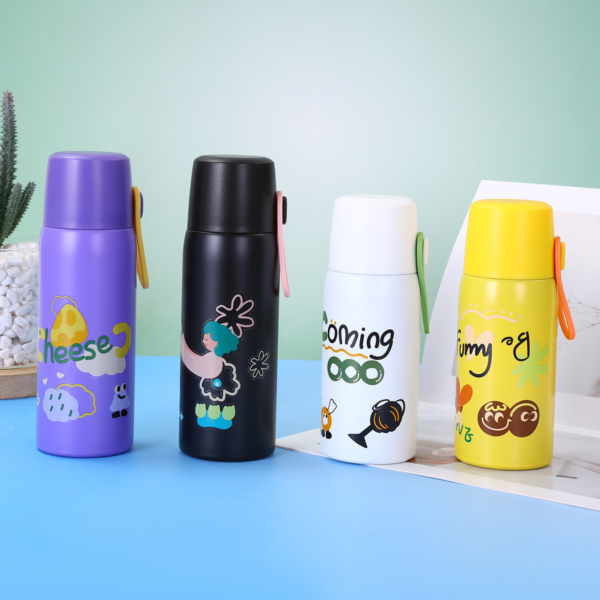 New 316 stainless steel double-layer insulated cup, high appearance level, large-capacity children's water cup, convenient handle, portable cup full figure
