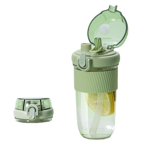 New minimalist straw water cup for female students, portable and small with scale, heat-resistant and shockproof, double-drinking cup Item Picture