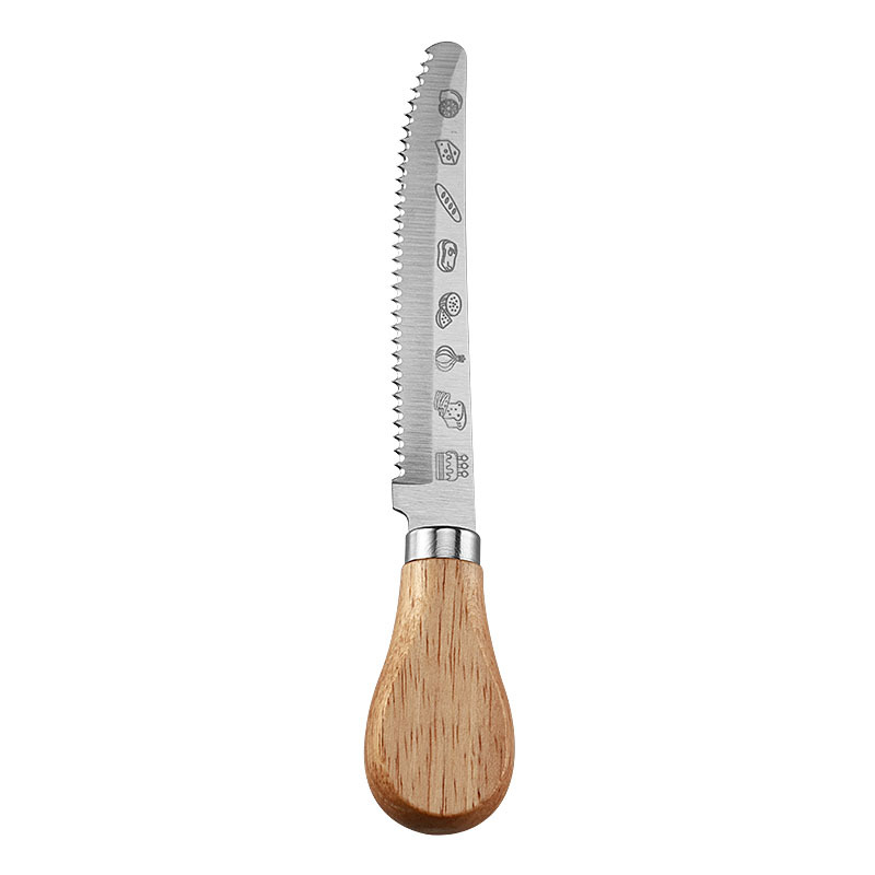 Cross-border in-stock Western steak knives, hotel wooden handle steak knives, creative new bread serrated toast bread knives Item Picture