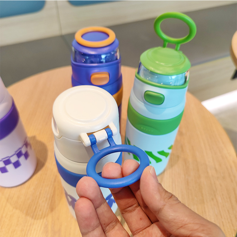New cross-border stainless steel vacuum insulated cup, outdoor portable hand-held cup, high appearance level, bouncing sports water bottle details Picture