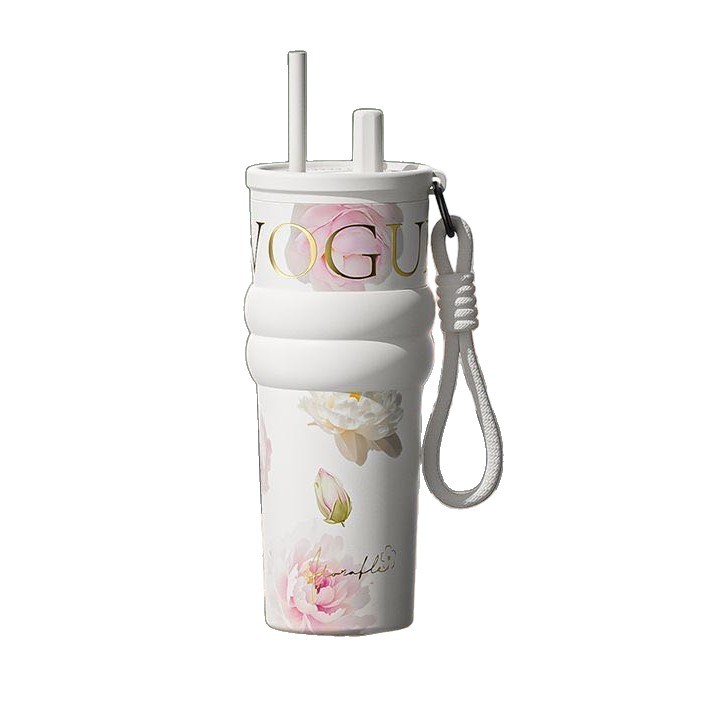 Fanhua 316 stainless steel insulated cup, high appearance level for girls, straw water cup, large capacity ceramic inner liner, car ice heater Item Picture