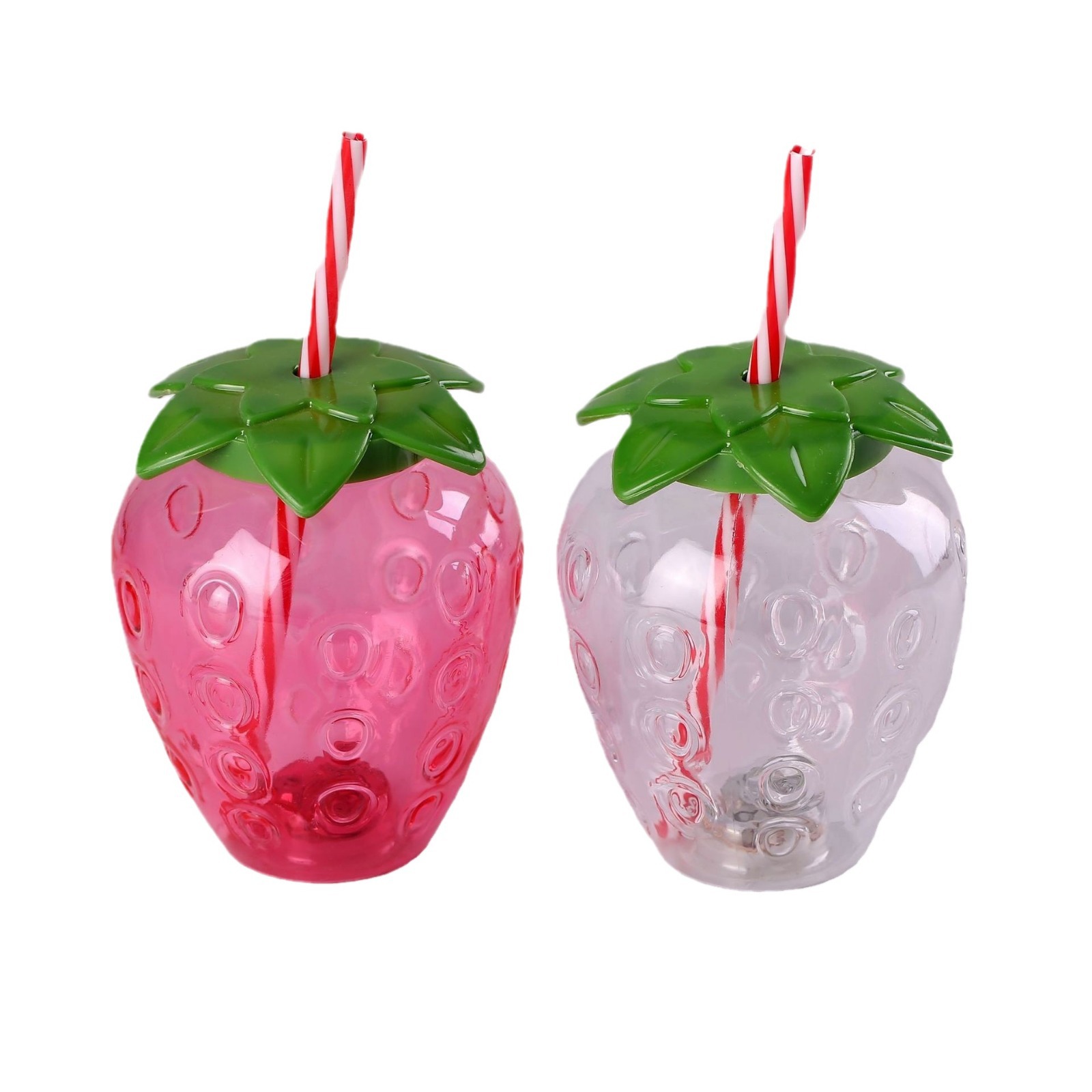 Factory direct sales, popular creative PET500ML strawberry cup, luminous plastic pineapple juice cup, strawberry straw cup Item Picture