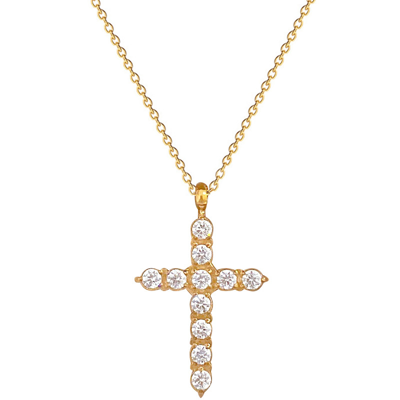 【 All-titanium Steel 】 Full diamond cross style, minimalist style, real gold necklace inside the furnace, women's ins collarbone chain Item Picture