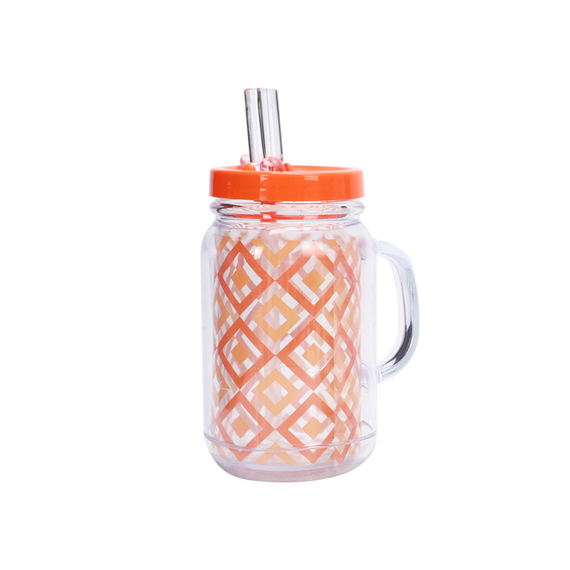 500ml simple plastic milk tea Mason cup, large-capacity beverage cup, tea brewing and drinking cup wholesale Item Picture
