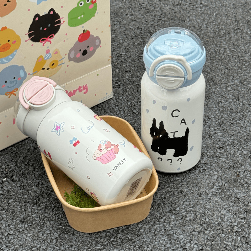Straws, water cups, insulated cups for girls, 2024 new high appearance level, double-drinking cups, cute for students to go to school, kt cat Application Scenario