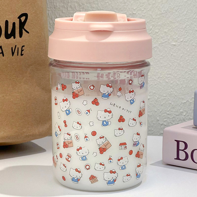 New kt cat cute sticker straw cup for girls on Instagram, portable double-drinking cup for girls, plastic cup, heat-resistant Application Scenario