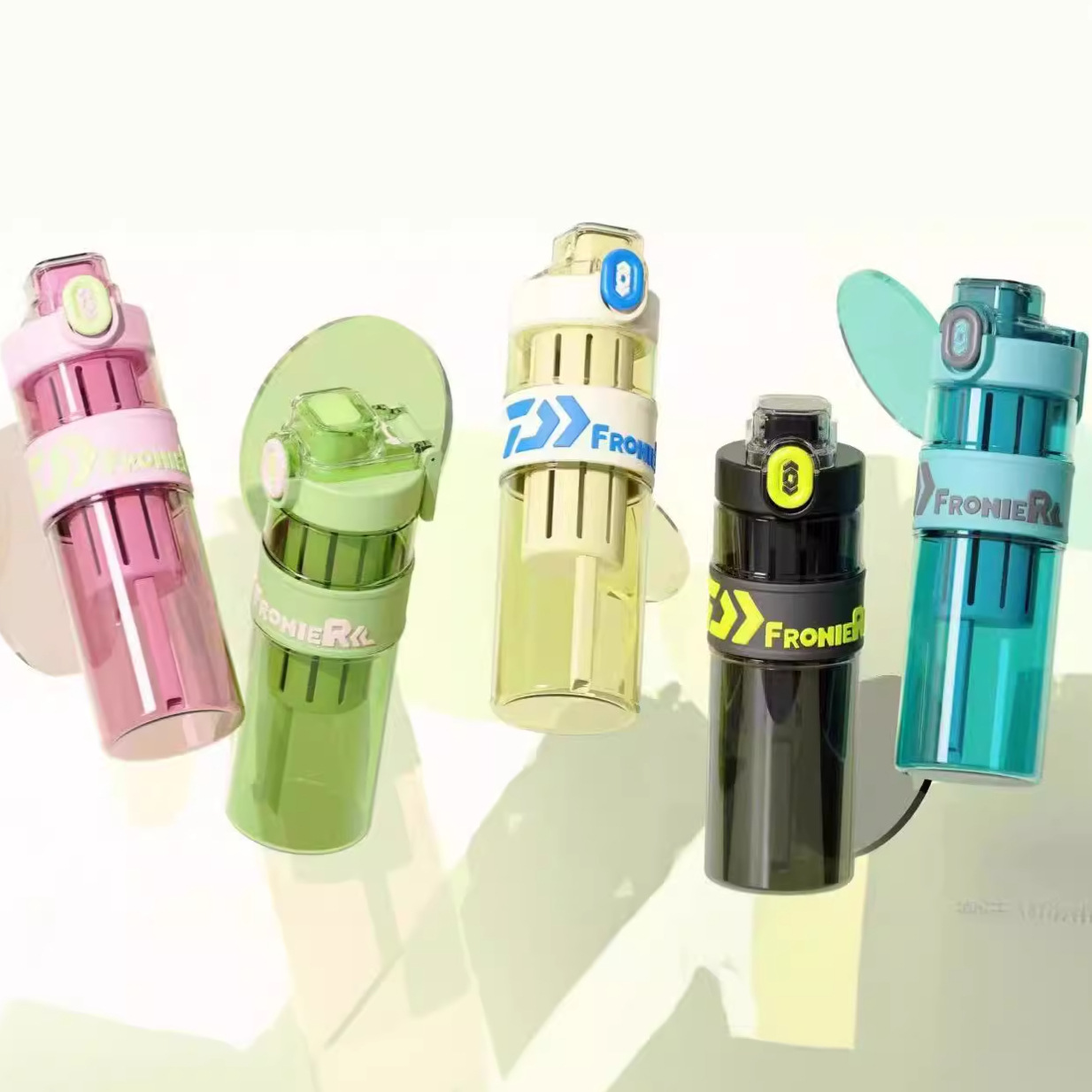 High appearance level 650ML flower tea straw cup, outdoor portable hand-held large-capacity sports water bottle, filter tea cup full figure