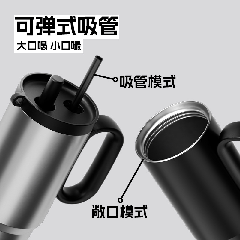 New cross-border stainless steel ice cup vacuum insulated cup, portable handle for keeping warm and cold coffee cup details Picture