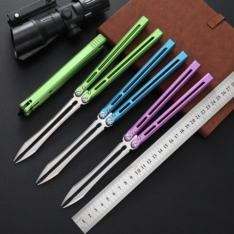 Outdoor telesto butterfly knife fork unedged Training swing multi-functional folding knife all-in-one toy edc full figure