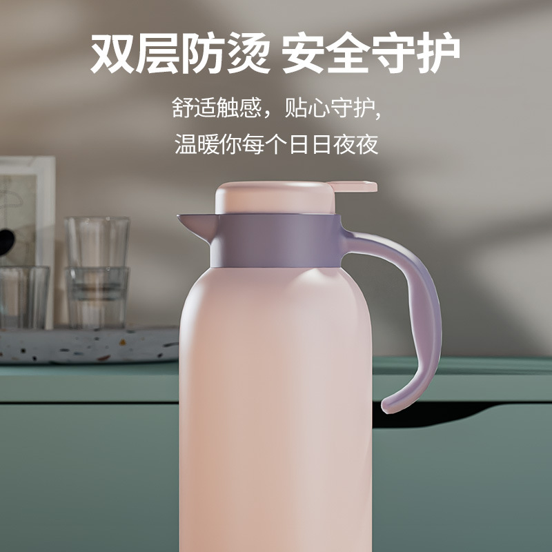 Wholesale of household smart temperature-showing insulated flasks, large-capacity press-type insulated flasks, glass inner liner insulated dormitory thermos Specification drawing