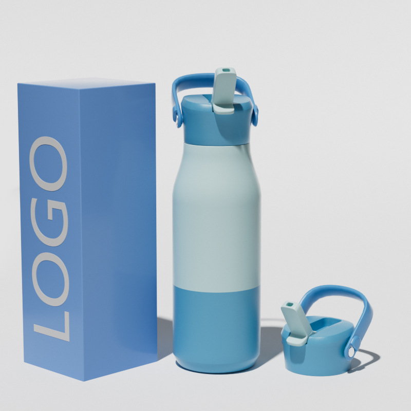 Cross-border best-selling private mold exclusive new product: detachable handle sports water cup, personalized 304 stainless steel insulated cup full figure