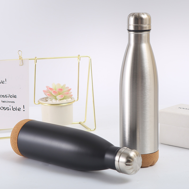 New cork bottom Coke bottle, double-layer Coke bottle, stainless steel vacuum insulated water bottle, outdoor water bottle Specification drawing