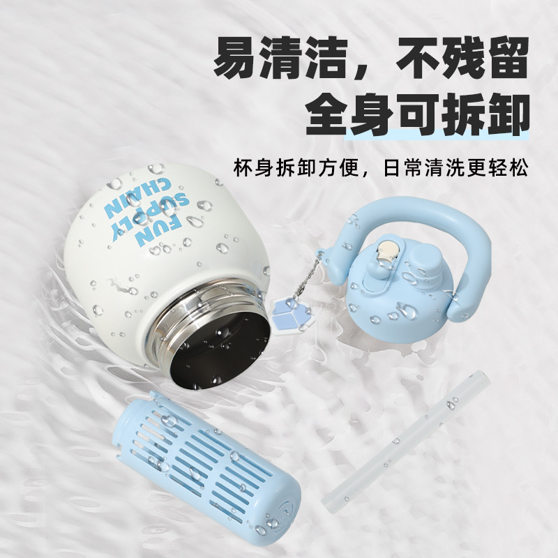 Factory direct supply of portable thermos cups for boys and girls, high appearance level, portable cold preservation straw, large-bellied water cups for the back-to-school season Application Scenario