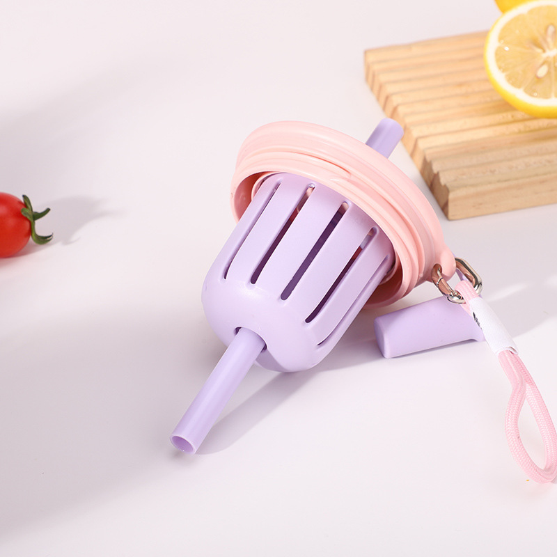 New high-appearure-level plastic straw cup, coffee cup, student couple portable and casual cup, home and office water cup Specification drawing
