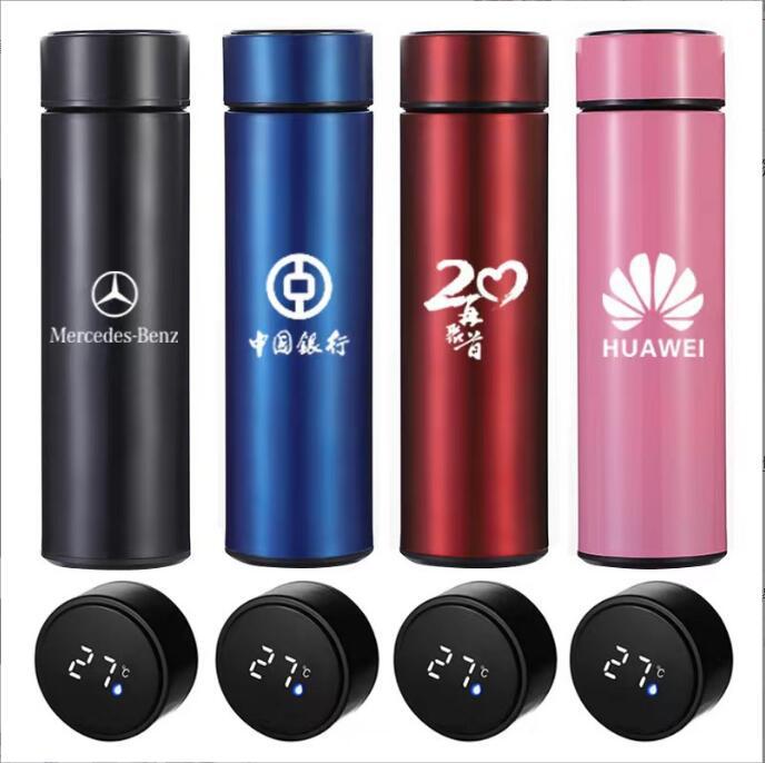 Customized 304 stainless steel smart insulated cup, business gift advertisement, straight cup, LED touch screen display temperature cup full figure
