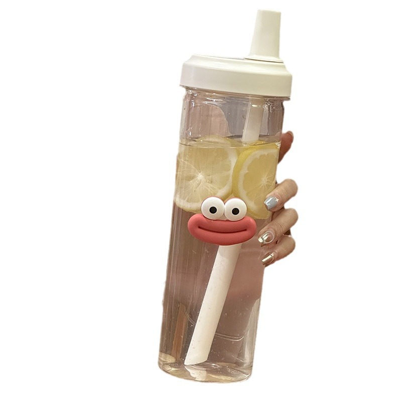 A new InS-style large-capacity solid color portable plastic straw water cup for both boys and girls Item Picture