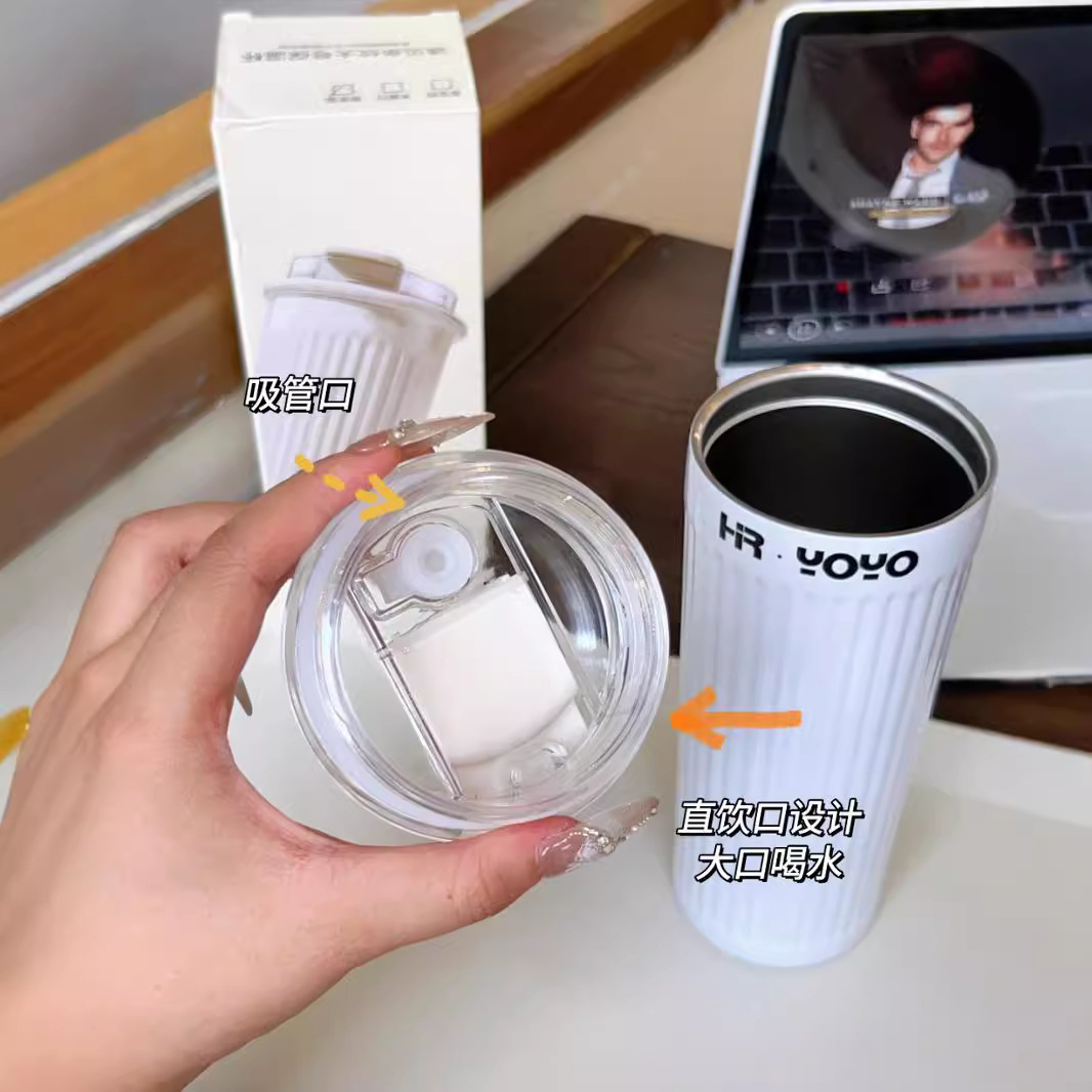 ins high-appeartion-level large-capacity insulated cup, 316 stainless steel straw cup, niche and simple office coffee cup for casual use Application Scenario