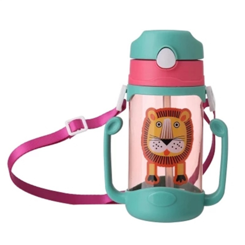 Yinqian recommends wholesale water cups for children with straps, double handles, dual-purpose straw cups and kettles, and creative cartoon designs Item Picture