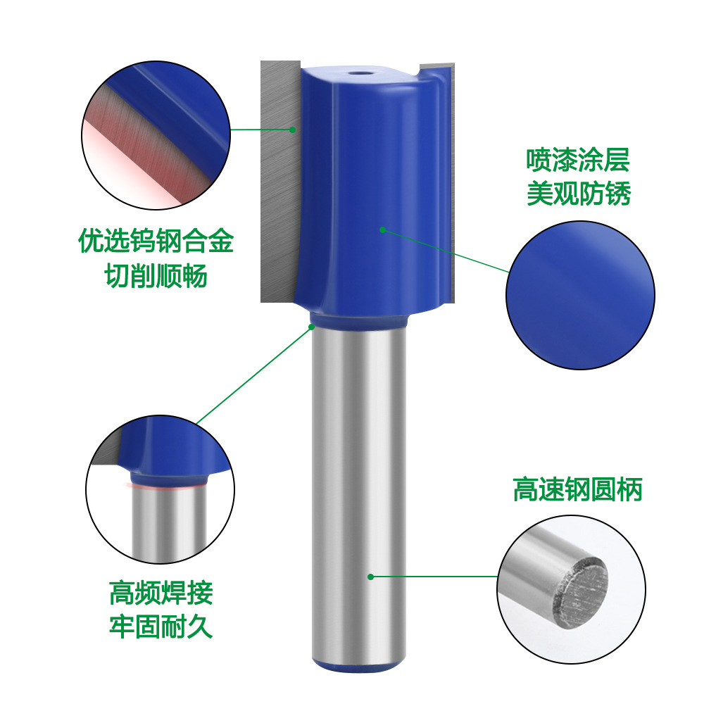 8mm handle extended straight knife woodworking slotting straight knife, double-edge straight knife slotting milling cutter, woodworking milling cutter details Picture