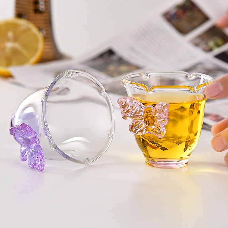 Fairy Butterfly original design glass cup, high borosilicate heat-resistant butterfly simple tea-tasting cup, creative coffee cup details Picture