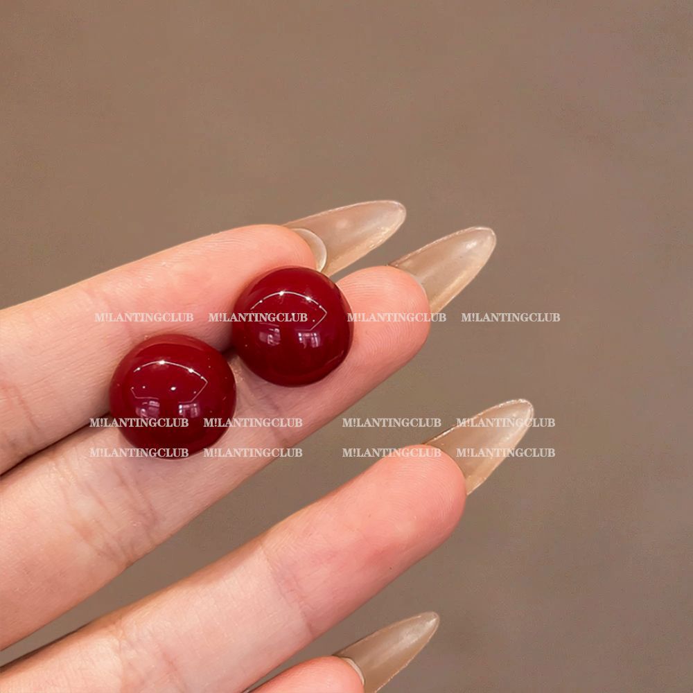 Retro Ankela red ear studs, elegant, light luxury, high-end ear clips, no ear holes, new best-selling earrings for women in 2024 Specification drawing