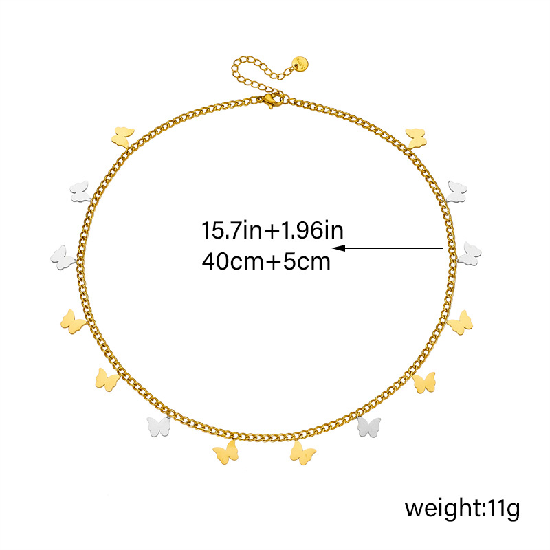 A European and American fashion niche design two-color accessory, butterfly Life tree pendant, gold-plated stainless steel chain necklace Application Scenario