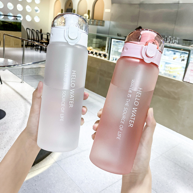 Simple frosted single-layer plastic cup, sealed and leak-proof, direct drinking sports water cup, summer student outdoor fitness portable cup Specification drawing