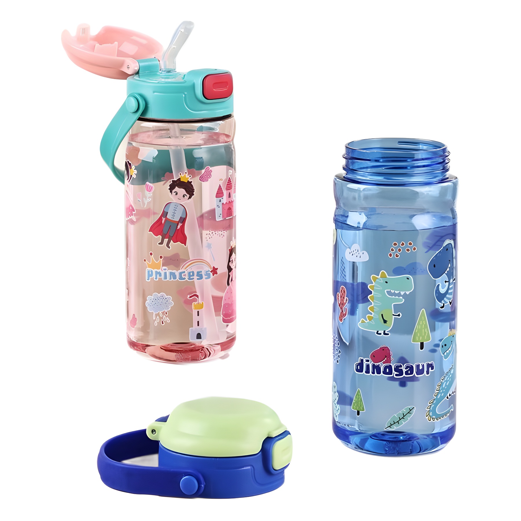 2024 in-stock cross-border portable cartoon trendy water cups, portable outdoor student and children's straw cups, plastic water bottles Item Picture