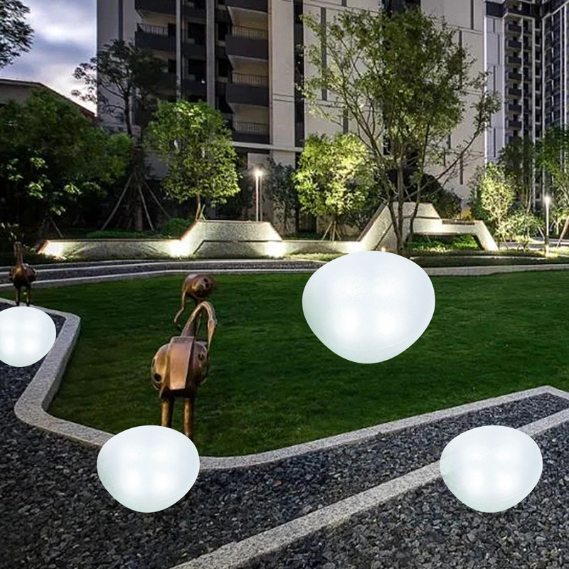 Solar-powered luminous stone pebble lights, simulated seven-color stone lights, outdoor park lawn lights, ambient lights, landscape lights Specification drawing
