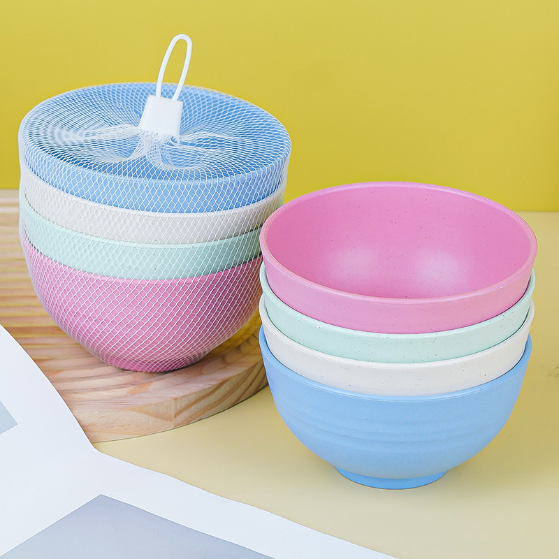 Cross-border wheat straw bowls, household net bag packaged tableware bowls, Amazon plastic round bowls available for wholesale from logo manufacturers Specification drawing