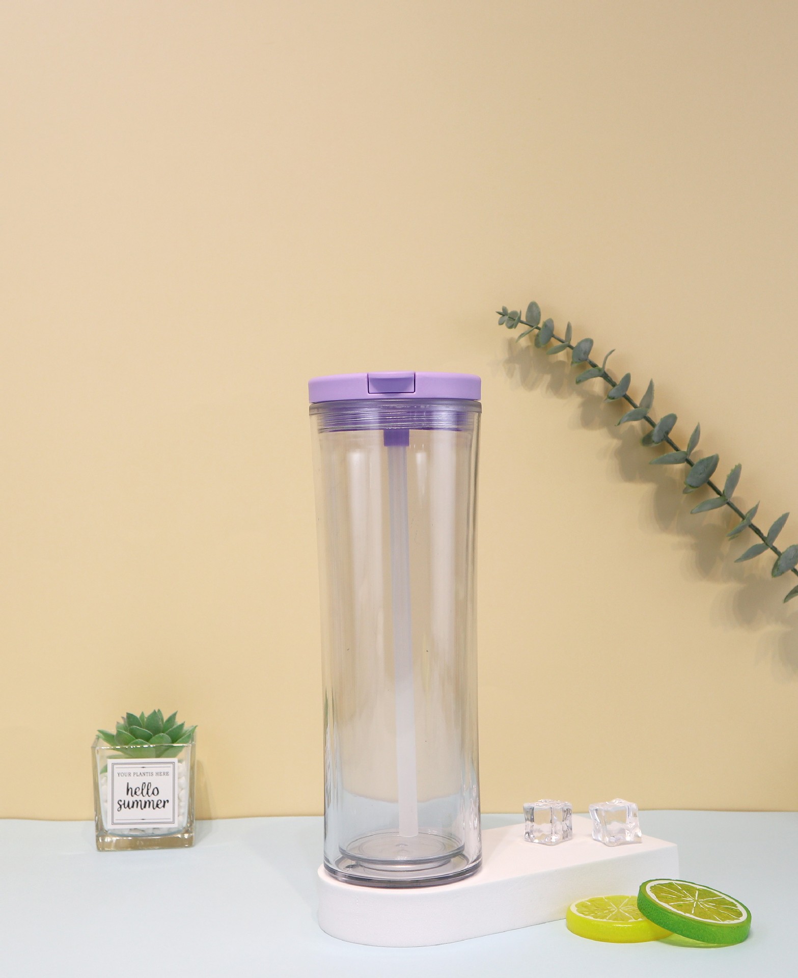 New simple indoor household drinking cup, double-layer insulated straw cup, straight screw cap water cup 710ml wholesale Application Scenario