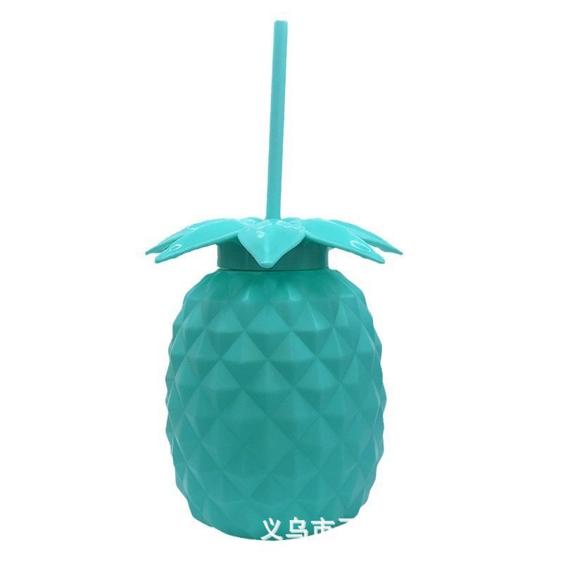 Manufacturer's in-stock cross-border best-selling straw cups, beach children's juice drink water cups, new three-color pineapple straw cups Specification drawing