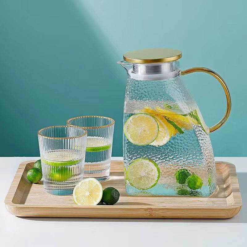 Refrigerator cold water bottle, summer household high-temperature resistant large-capacity cold water bottle, flower teapot, high borosilicate teapot cup details Picture