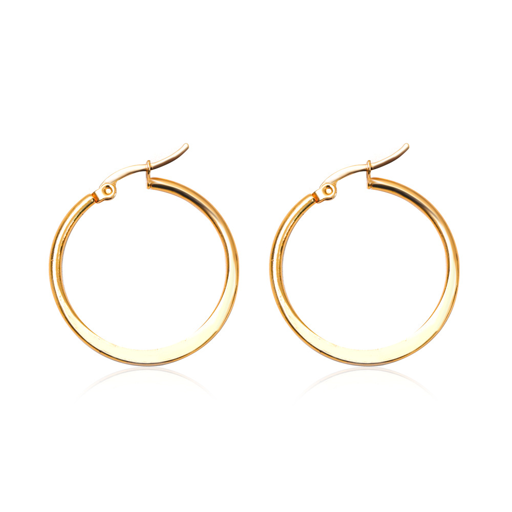 European and American cross-border exaggerated large circle earrings, ins trendy retro style stainless steel geometric ear ring earrings for women wholesale Item Picture