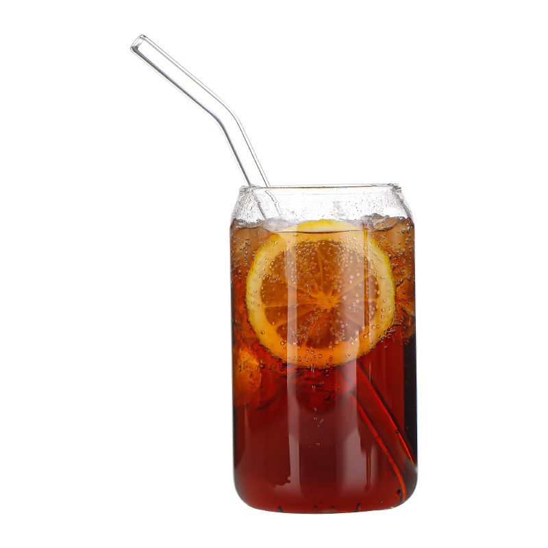 Amazon high borosilicate cola drink cup, transparent straw glass cup, office home 16-20oz coffee cup Item Picture