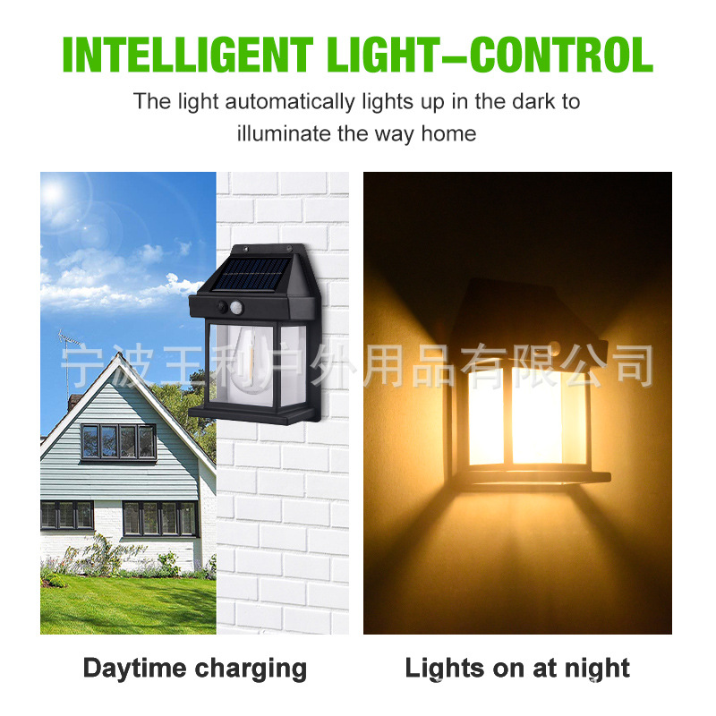 Cross-border new outdoor solar lamps, tungsten filament wall lamps, courtyard sensor lamps, garden villa night lights, lighting, waterproof Specification drawing