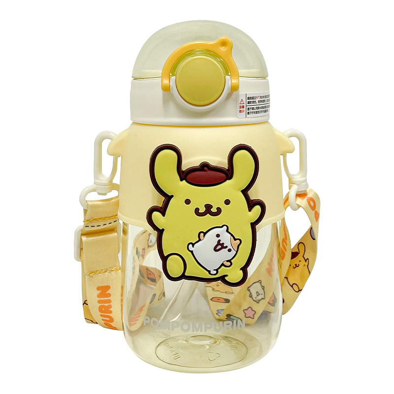 Cute and portable summer water cup with high appearance level, Sanrio authorized tritan plastic water bottle, student sports straw cup Item Picture