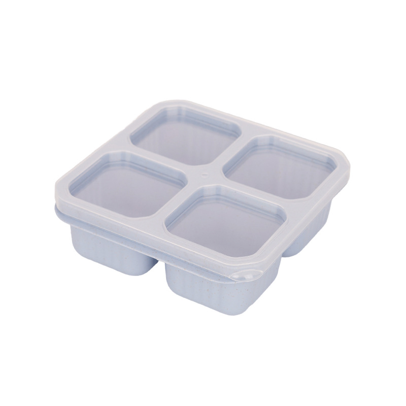Wholesale of wheat straw four-compartment snack boxes, candies, nuts, refrigerator preservation storage boxes, sealed and separated fruit plates Item Picture